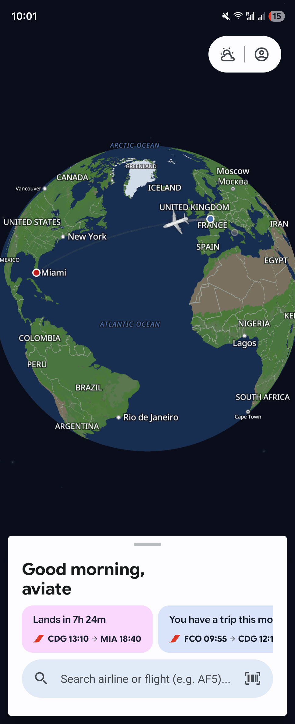 Aviate home screen on cover display